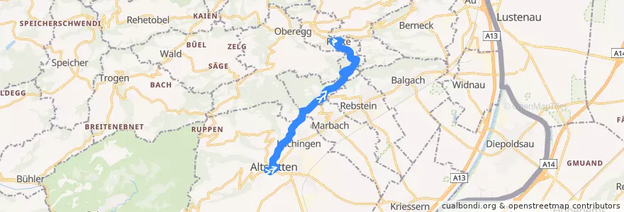 Mapa del recorrido Bus 227: Altstätten SG => Reute AR de la línea  en Sankt Gallen.