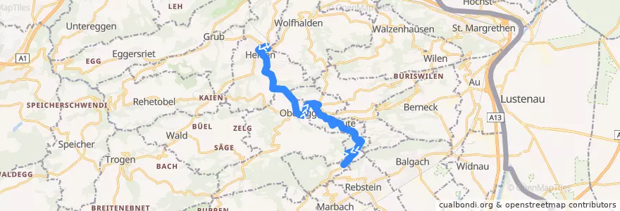 Mapa del recorrido Bus 228: Heiden => Oberegg AI => Mohren de la línea  en Sankt Gallen.