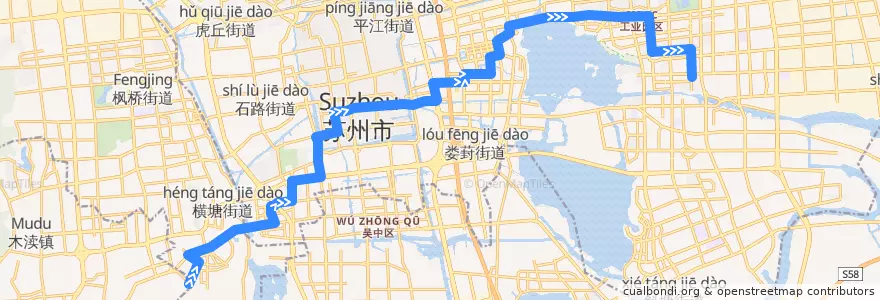 Mapa del recorrido 47路: 国际教育园北区首末站→津梁街首末站 de la línea  en 姑蘇区.