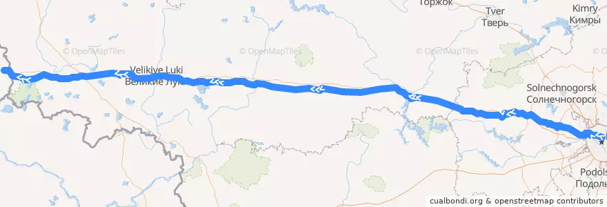 Mapa del recorrido Maskava - Rīga de la línea  en Rusland.