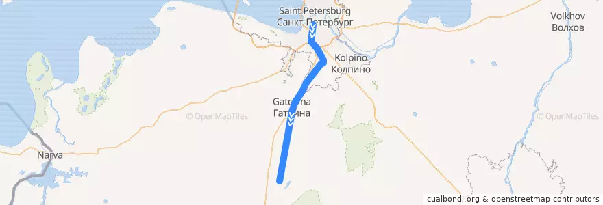 Mapa del recorrido Санкт-Петербург - Строганово de la línea  en Ленинградская область.