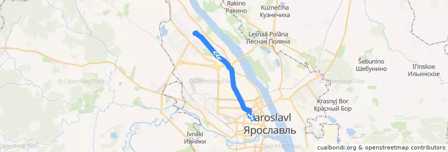 Mapa del recorrido ТМ 9: Улица Блюхера - улица Свердлова de la línea  en городской округ Ярославль.