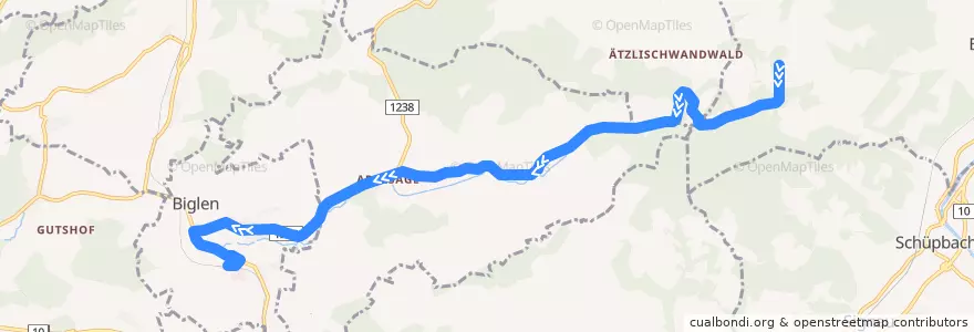 Mapa del recorrido Bus 472: Moosegg => Biglen de la línea  en Verwaltungsregion Bern-Mittelland.