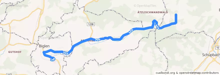Mapa del recorrido Bus 472: Biglen => Moosegg de la línea  en Verwaltungsregion Bern-Mittelland.