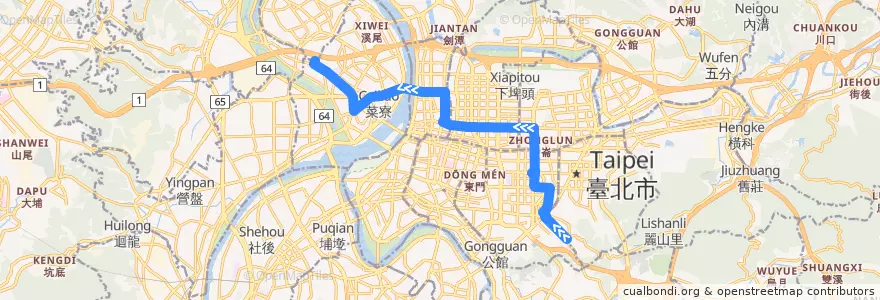 Mapa del recorrido 臺北市 292副 二重-捷運麟光站 (返程) de la línea  en Nuova Taipei.