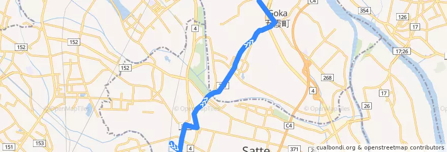 Mapa del recorrido 朝日バスST21系統 幸手駅⇒辰堂⇒五霞町役場 de la línea  en 일본.