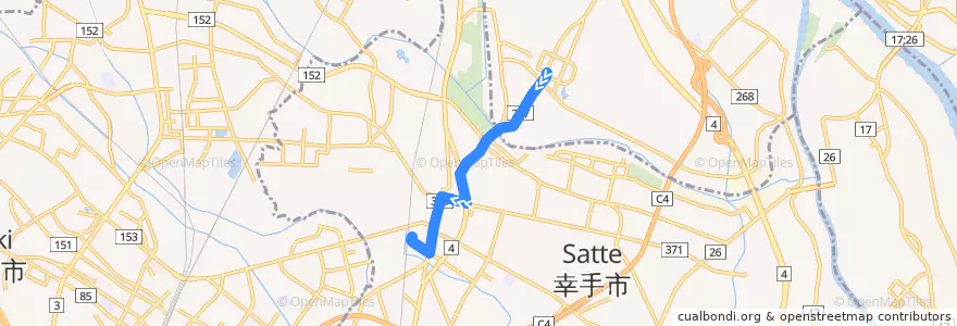 Mapa del recorrido 朝日バスST22系統 辰堂⇒幸手駅 de la línea  en Giappone.