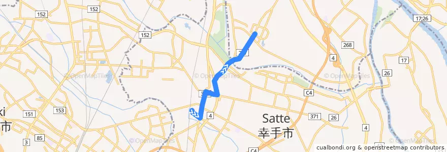 Mapa del recorrido 朝日バスST22系統 幸手駅⇒辰堂 de la línea  en اليابان.