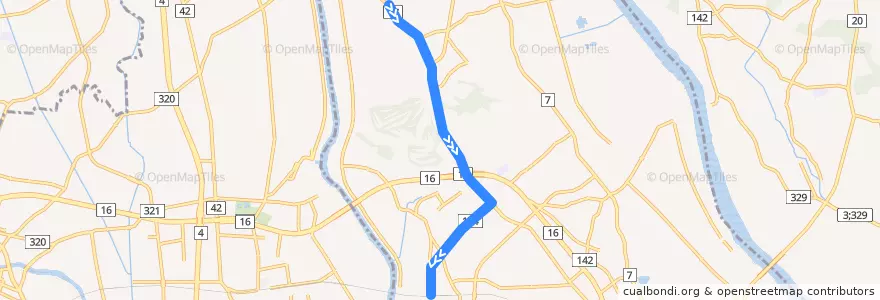 Mapa del recorrido 朝日バスKW03系統 東宝珠花⇒川間駅 de la línea  en Noda.