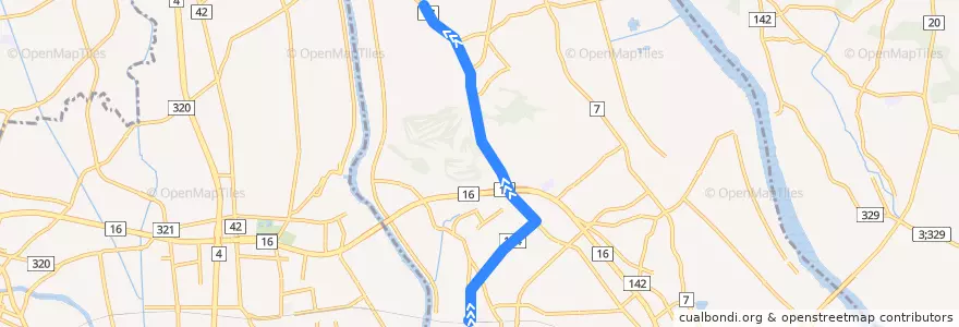 Mapa del recorrido 朝日バスKW03系統 川間駅⇒東宝珠花 de la línea  en 野田市.