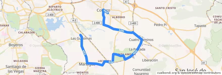 Mapa del recorrido Ruta C2 Cotorro Cuatro Caminos Las Guásimas de la línea  en Havana.