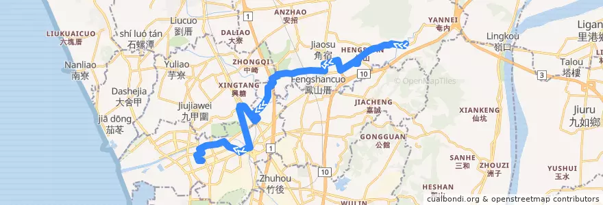 Mapa del recorrido 7C(往程) de la línea  en کائوهسیونگ.