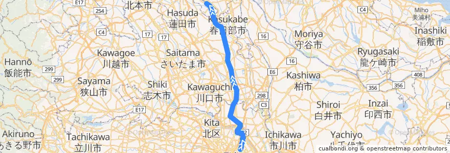 Mapa del recorrido 東武スカイツリーライン de la línea  en اليابان.