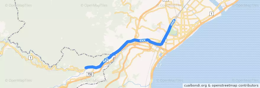 Mapa del recorrido 箱根登山鉄道鉄道線 de la línea  en 神奈川県.
