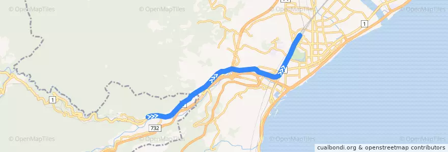 Mapa del recorrido 箱根登山鉄道鉄道線 de la línea  en 神奈川県.