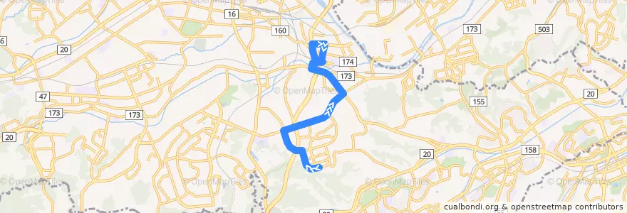 Mapa del recorrido 北10系統 西武北野台 => 北野駅北口 de la línea  en 八王子市.