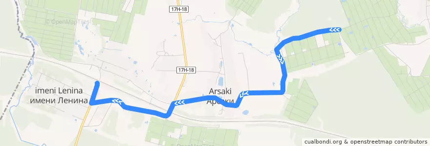 Mapa del recorrido Родник - Станция "Арсаки" de la línea  en Следневское сельское поселение.