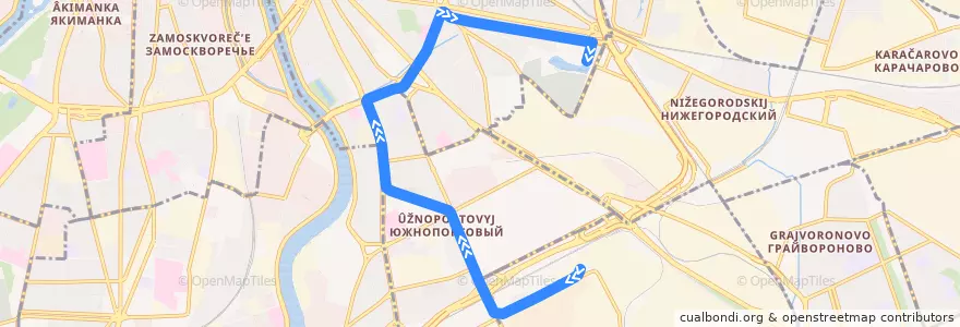 Mapa del recorrido Трамвай 40: Станция Угрешская => Новоконная площадь de la línea  en Moskou.