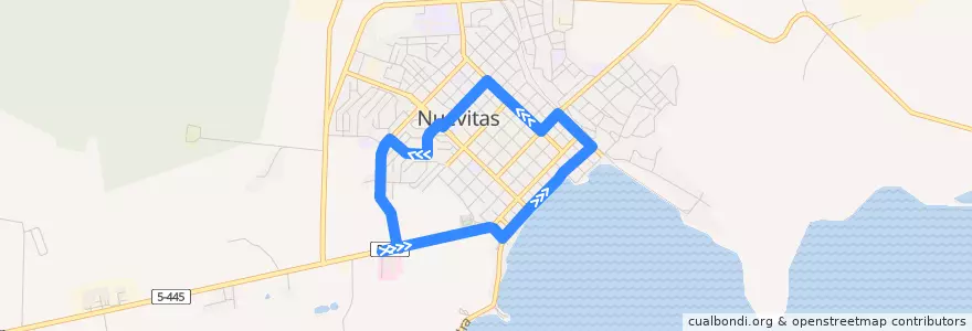 Mapa del recorrido Ruta 8 (Hospital - Casco Viejo - Centro Urbano - Micro Distrito 1) de la línea  en Ciudad de Nuevitas.