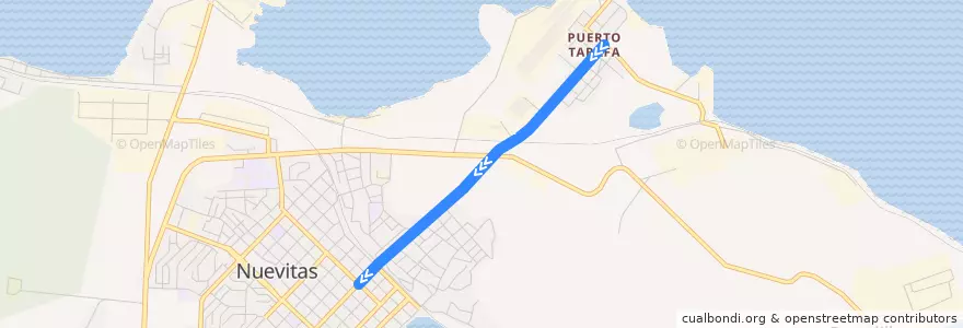 Mapa del recorrido Ruta 2 (Centro Urbano - Bella Vista - Pastelillo - Tarafa) de la línea  en Ciudad de Nuevitas.