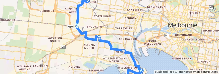 Mapa del recorrido Bus 471: Sunshine => Altona Gate SC & Newport => Williamstown de la línea  en ولاية فيكتوريا.