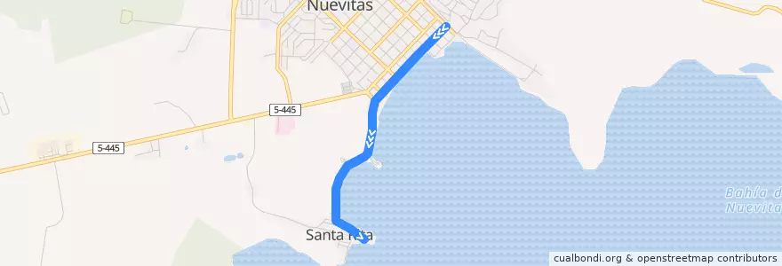Mapa del recorrido Ruta Santa Rita (Casco Viejo - Cantarrana - La Colonia - Santa Rita) de la línea  en Ciudad de Nuevitas.