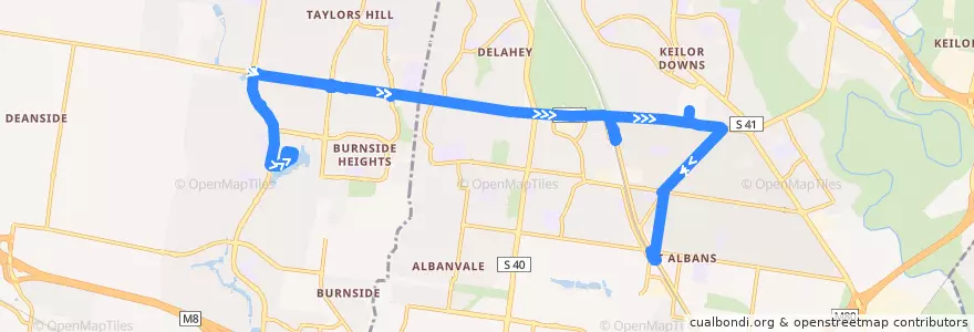 Mapa del recorrido Bus 418: Caroline Springs => Keilor Plains Station => St Albans Station de la línea  en Victoria.