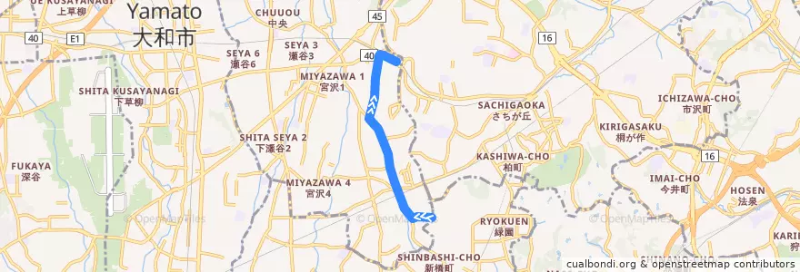 Mapa del recorrido 神奈中バス 境14系統(湘南泉病院→三ツ境駅) de la línea  en 横浜市.