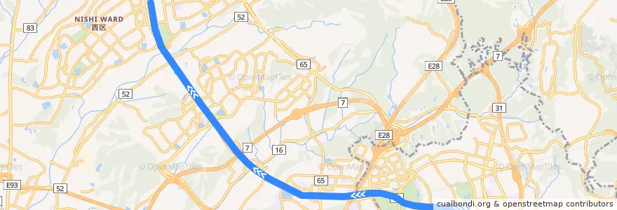 Mapa del recorrido 神戸市営地下鉄西神延伸線 de la línea  en 神戸市.
