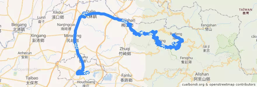 Mapa del recorrido 公路客運 7315A: 嘉義→瑞峰(繞駛慈濟醫院, 往程) de la línea  en 嘉義縣.