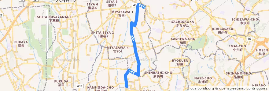 Mapa del recorrido 神奈中バス い04系統(三ツ境駅→いずみ野駅) de la línea  en Yokohama.