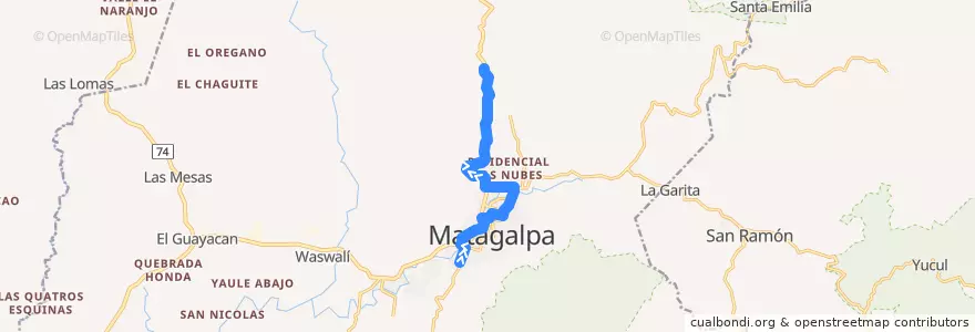 Mapa del recorrido Ruta 13: El Cementerio - Los Lipes de la línea  en Matagalpa (Municipio).