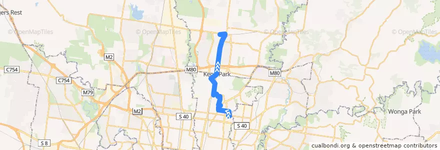 Mapa del recorrido Bus 555: Northland SC => Reservoir & Thomastown & Lalor => Epping Plaza de la línea  en ビクトリア.