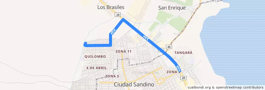 Mapa del recorrido Ruta 172 (CS): Ciudad Sandino -> Valle de Sandino de la línea  en マナグア県.