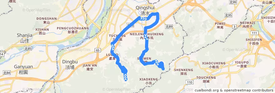 Mapa del recorrido 新北市 570 山中湖-南天母廣場 (返程) de la línea  en 土城區.