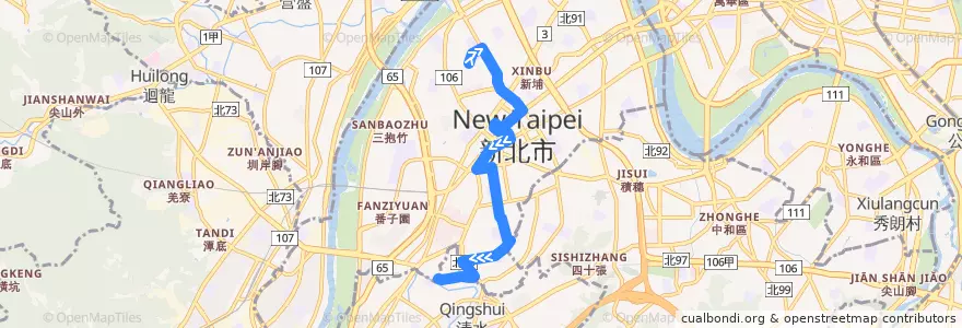 Mapa del recorrido 新北市 藍32 信義國小-聯合醫院板橋院區(返程) de la línea  en 板橋區.