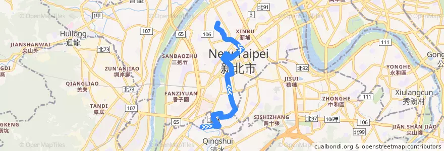 Mapa del recorrido 新北市 藍32 信義國小-聯合醫院板橋院區(往程) de la línea  en 板橋區.