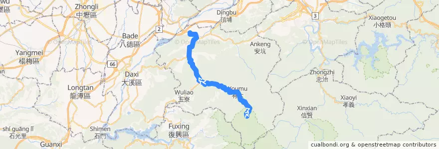 Mapa del recorrido 新北市 807 三峽–滿月園 (返程) de la línea  en Sanxia.