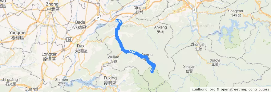Mapa del recorrido 新北市 807 三峽–滿月園 (往程) de la línea  en 三峡区.