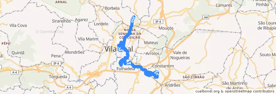 Mapa del recorrido Urbanos - Linha 3: FLORES - ZONA INDUSTRIAL de la línea  en Vila Real.