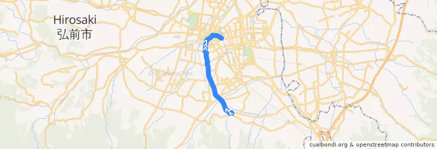 Mapa del recorrido 小栗山線 de la línea  en Hirosaki.