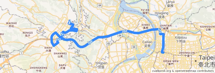 Mapa del recorrido 新北市 966 林口竹林山觀音寺—台北車站(往程) de la línea  en Nouveau Taipei.