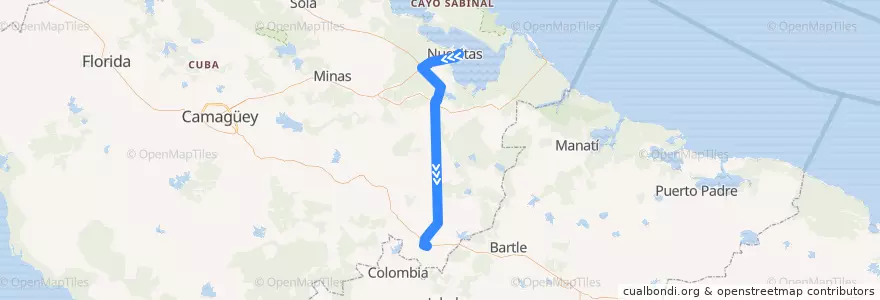 Mapa del recorrido Bus Nuevitas -  Guaimaro de la línea  en Camagüey.