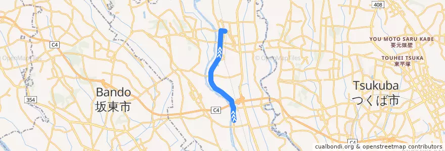 Mapa del recorrido 関鉄パープルバス 鬼怒中学校⇒三坂⇒石下駅 de la línea  en 常総市.