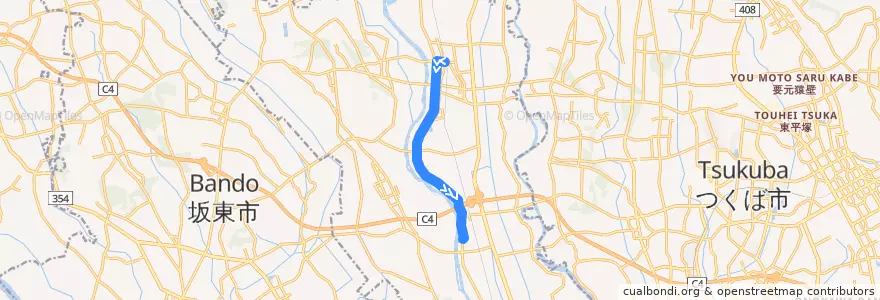 Mapa del recorrido 関鉄パープルバス 石下駅⇒三坂⇒鬼怒中学校 de la línea  en 常総市.