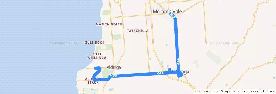 Mapa del recorrido Bus 755 - Willunga to Aldinga Beach de la línea  en City of Onkaparinga.
