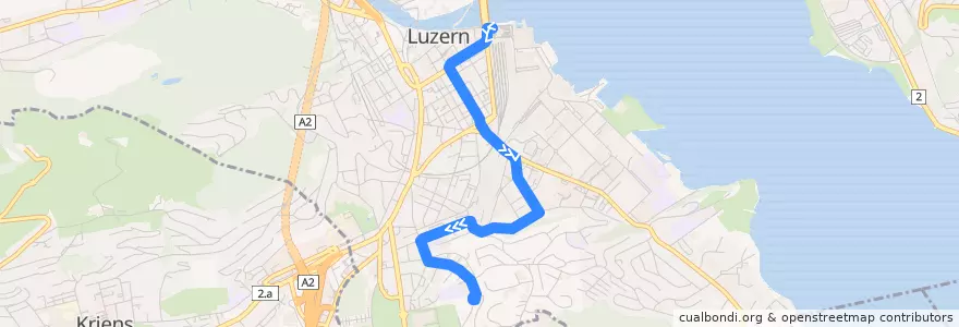 Mapa del recorrido Bus 4: Luzern, Bahnhof => Luzern, Hubelmatt de la línea  en Luzern.