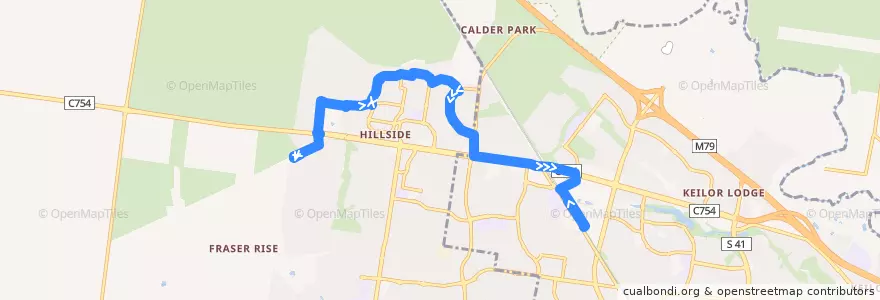 Mapa del recorrido Bus 463: Hillside => Langmore Drive => Watergardens Station de la línea  en ビクトリア.