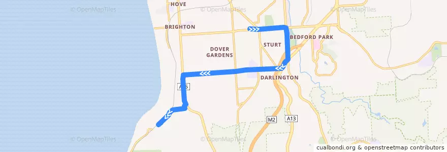 Mapa del recorrido Bus 640 - Marino to Marion Centre Interchange de la línea  en Adelaide.