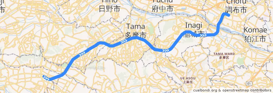 Mapa del recorrido 京王電鉄相模原線 de la línea  en 일본.
